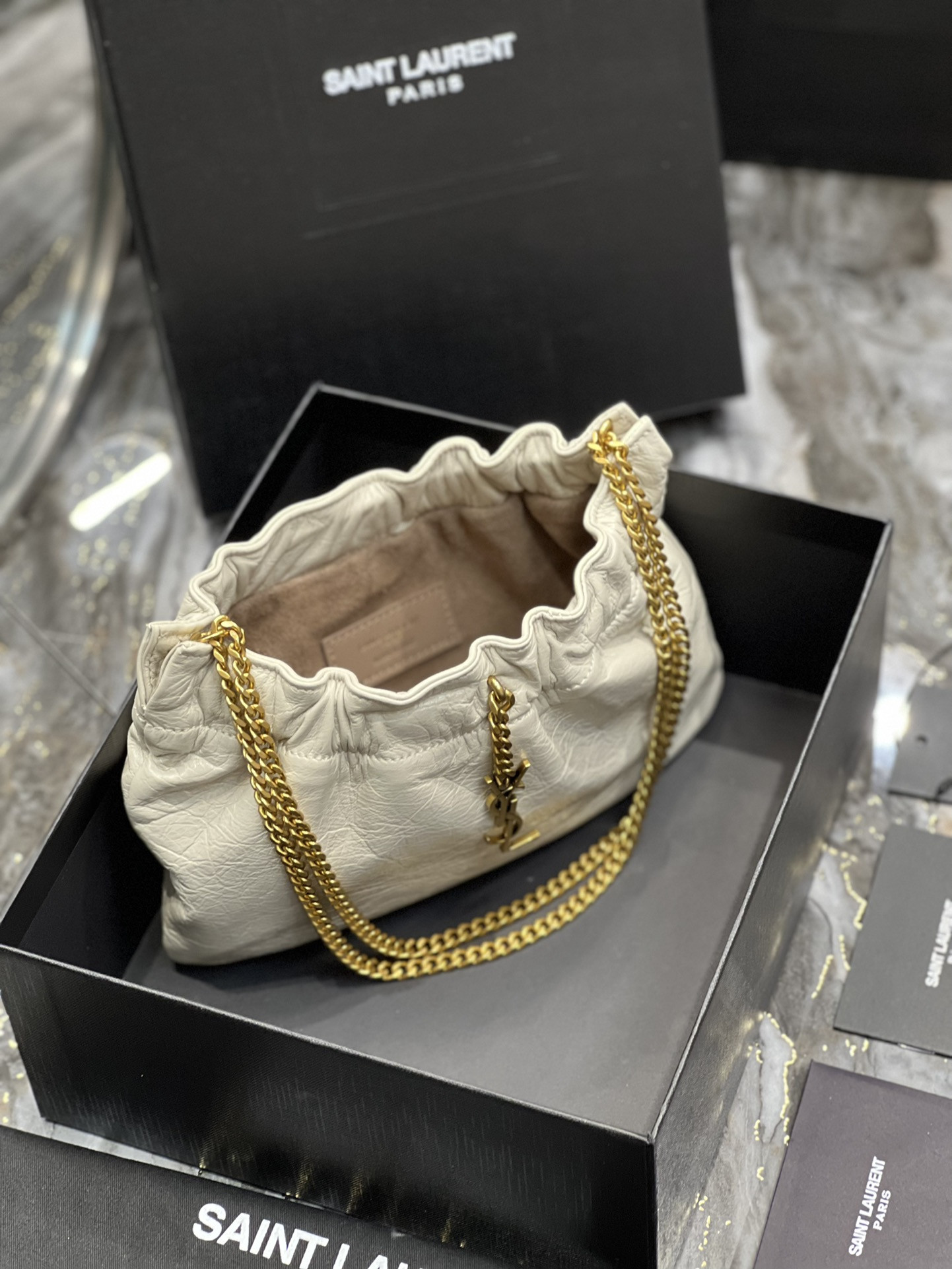 Y*L mini leather shoulder bag white 24x14x4 cm