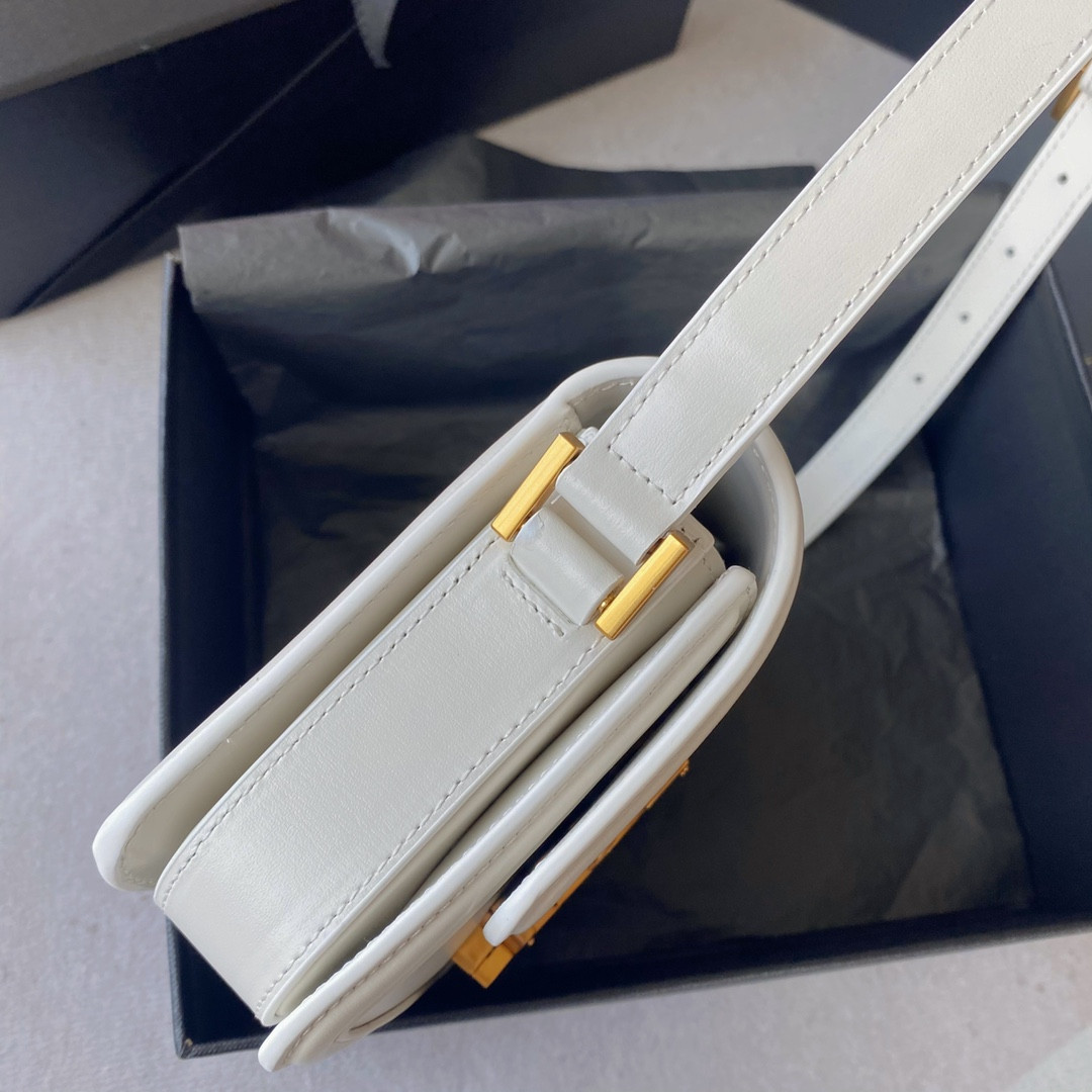 y*l solferino small satchel in box Sa**t Lau*nt blanc vintage 7.4 x 5.1 x 1.9 inches