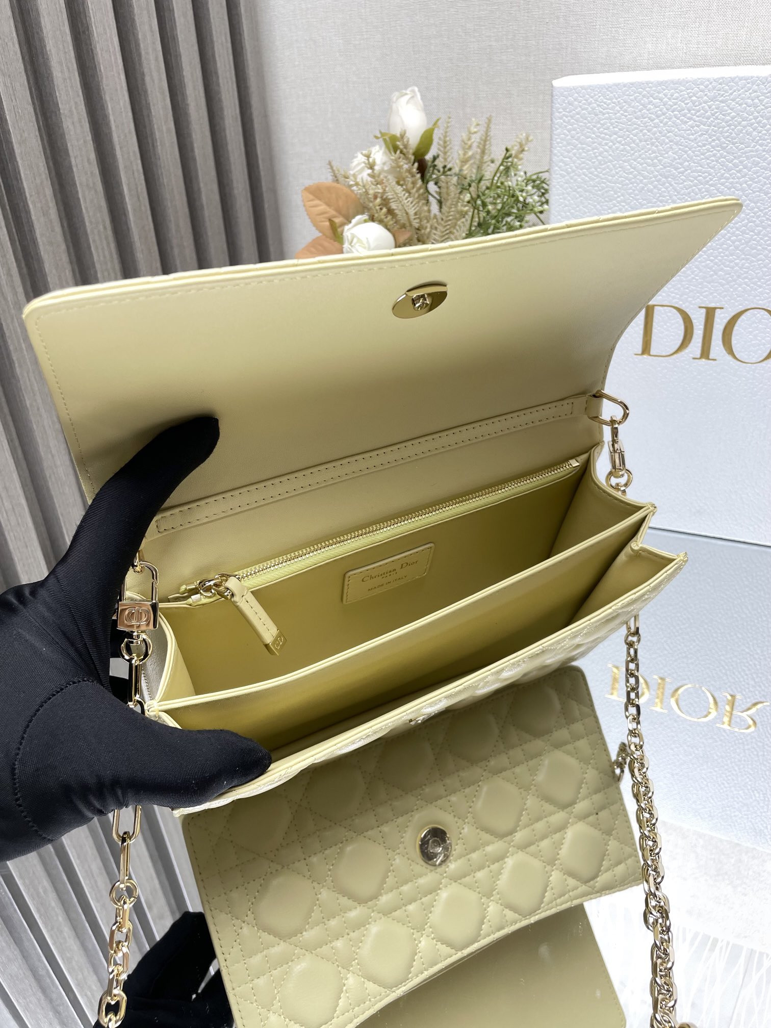 my D*or top handle bag 9.5 x 5.5 x 3 inches