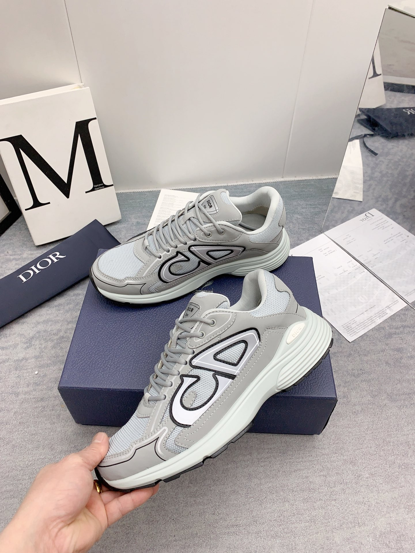 D*or b30 sneaker gray mesh and technical fabric