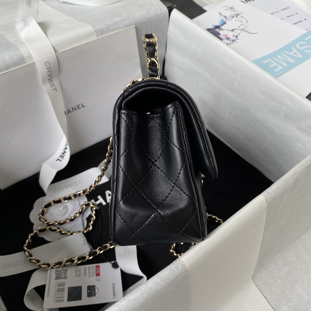 Ch*el mini classic handbag with top handle 12 × 20 × 6 cm
