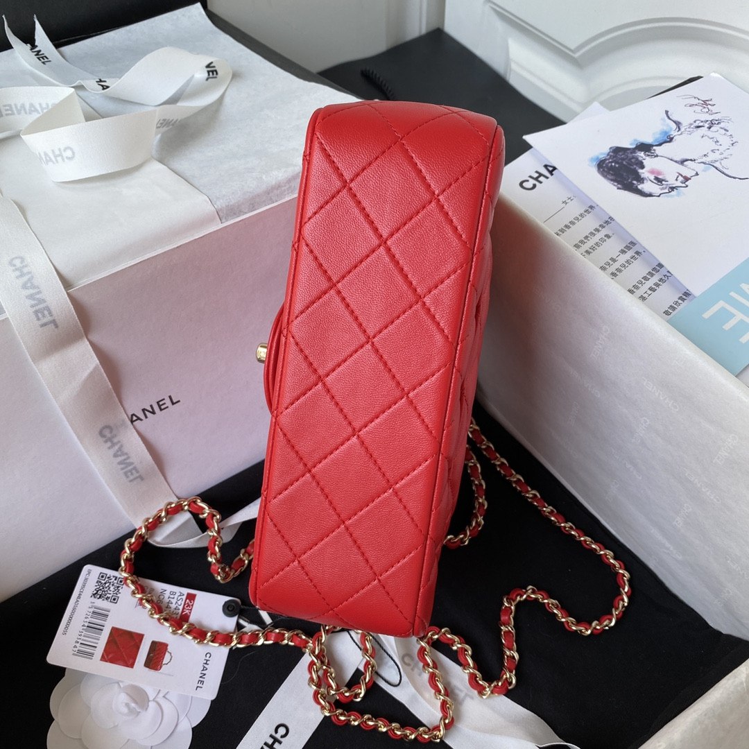 Ch*el mini classic handbag with top handle 12 × 20 × 6 cm