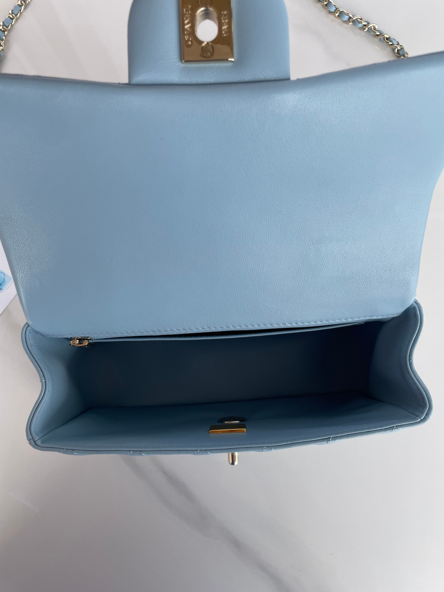 Ch*el mini classic handbag with top handle 12 × 20 × 6 cm