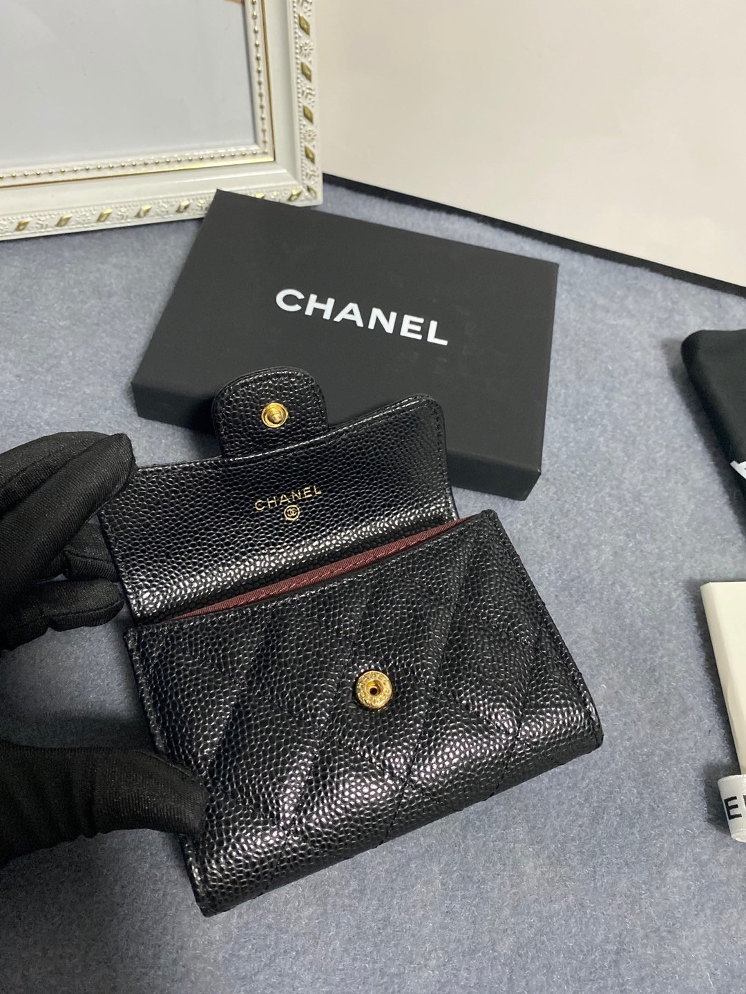 Ch*el flap wallet 12 x 8.5cm