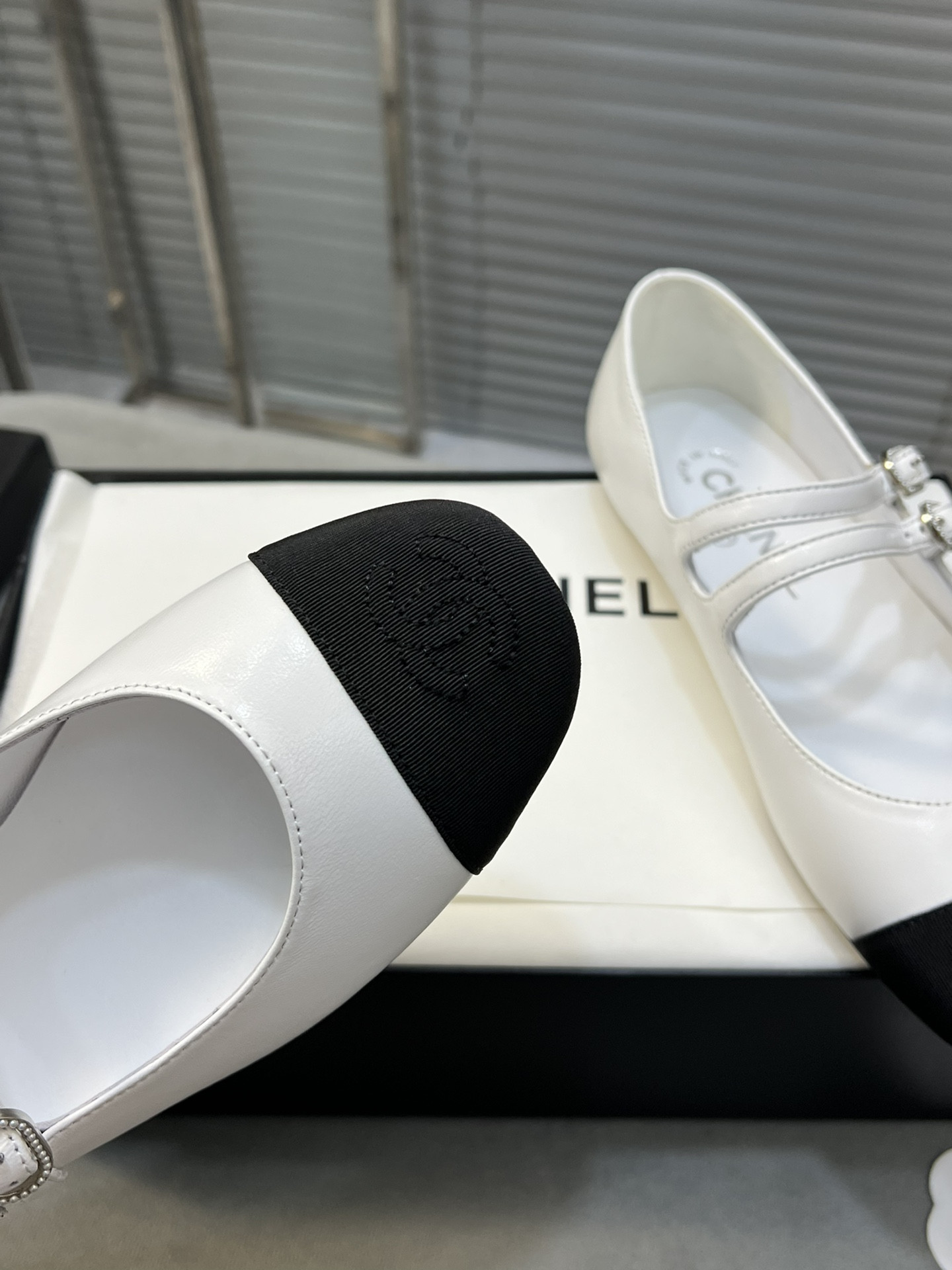 ua Ch*el mary janes lambskin & grosgrain