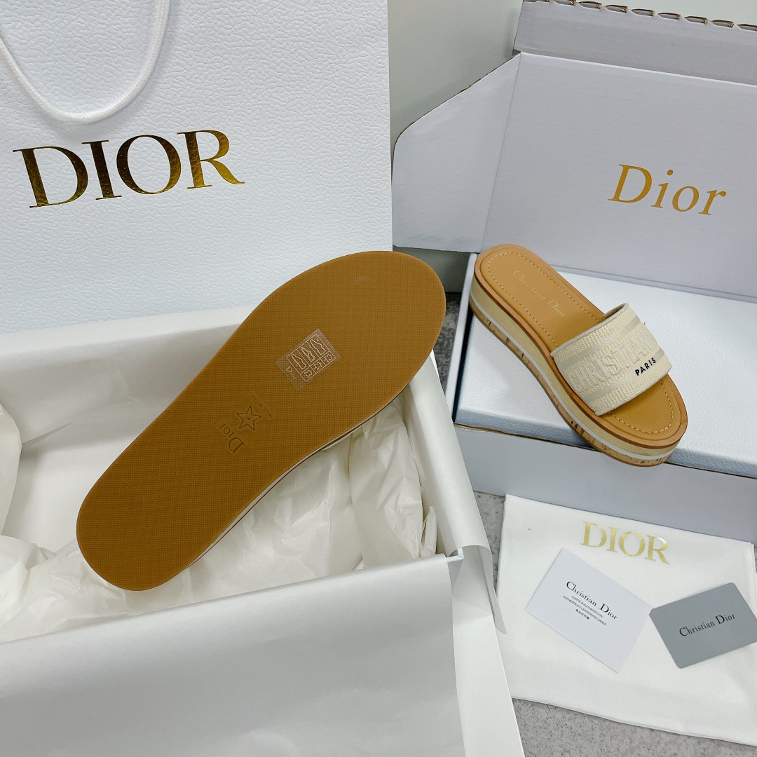 ua D*oriviera dway platform slide white embroidered cotton