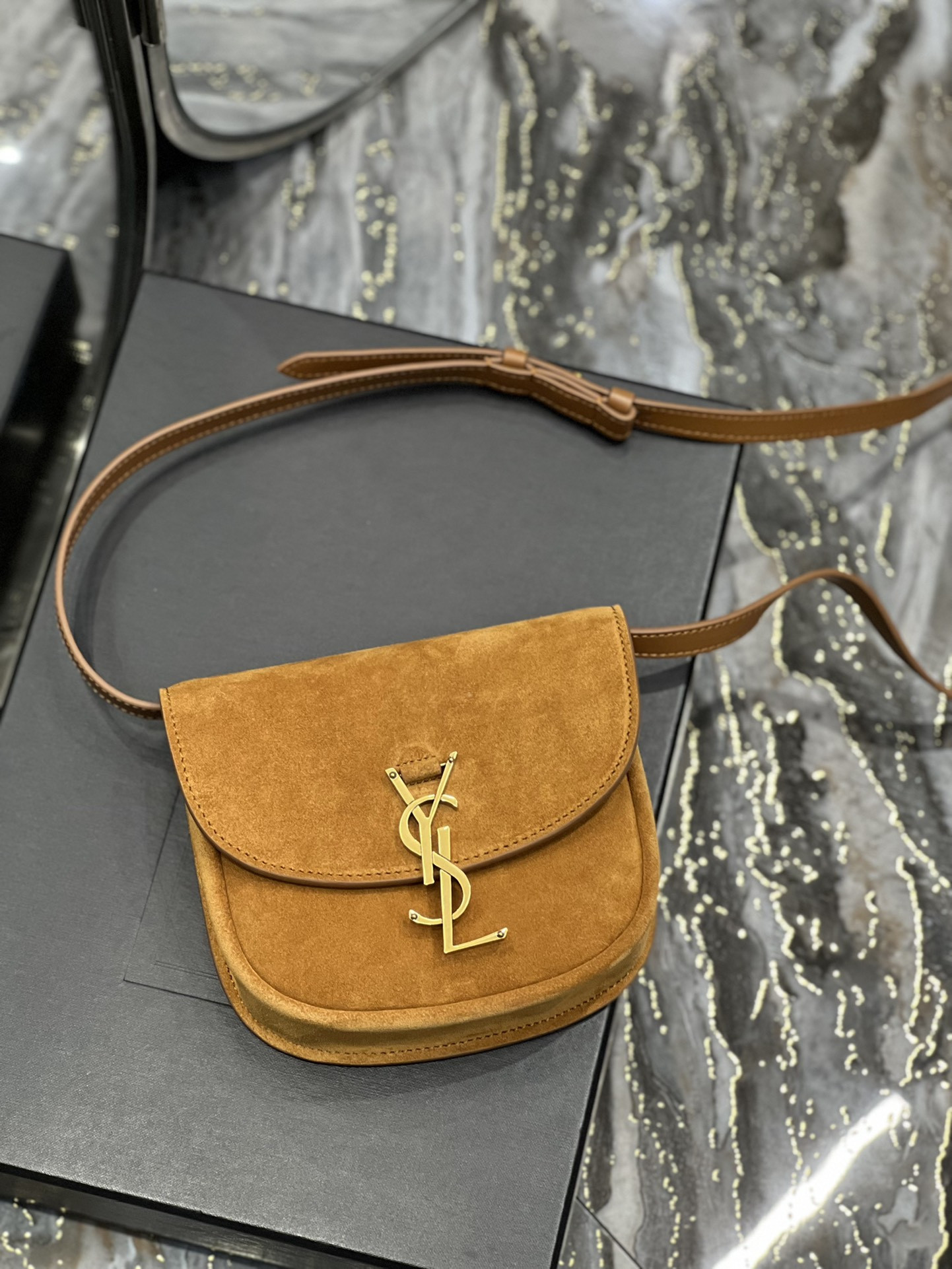 Y*L kaia small satchel in smooth leather 7.2 x 6.1 x 2.1 inches