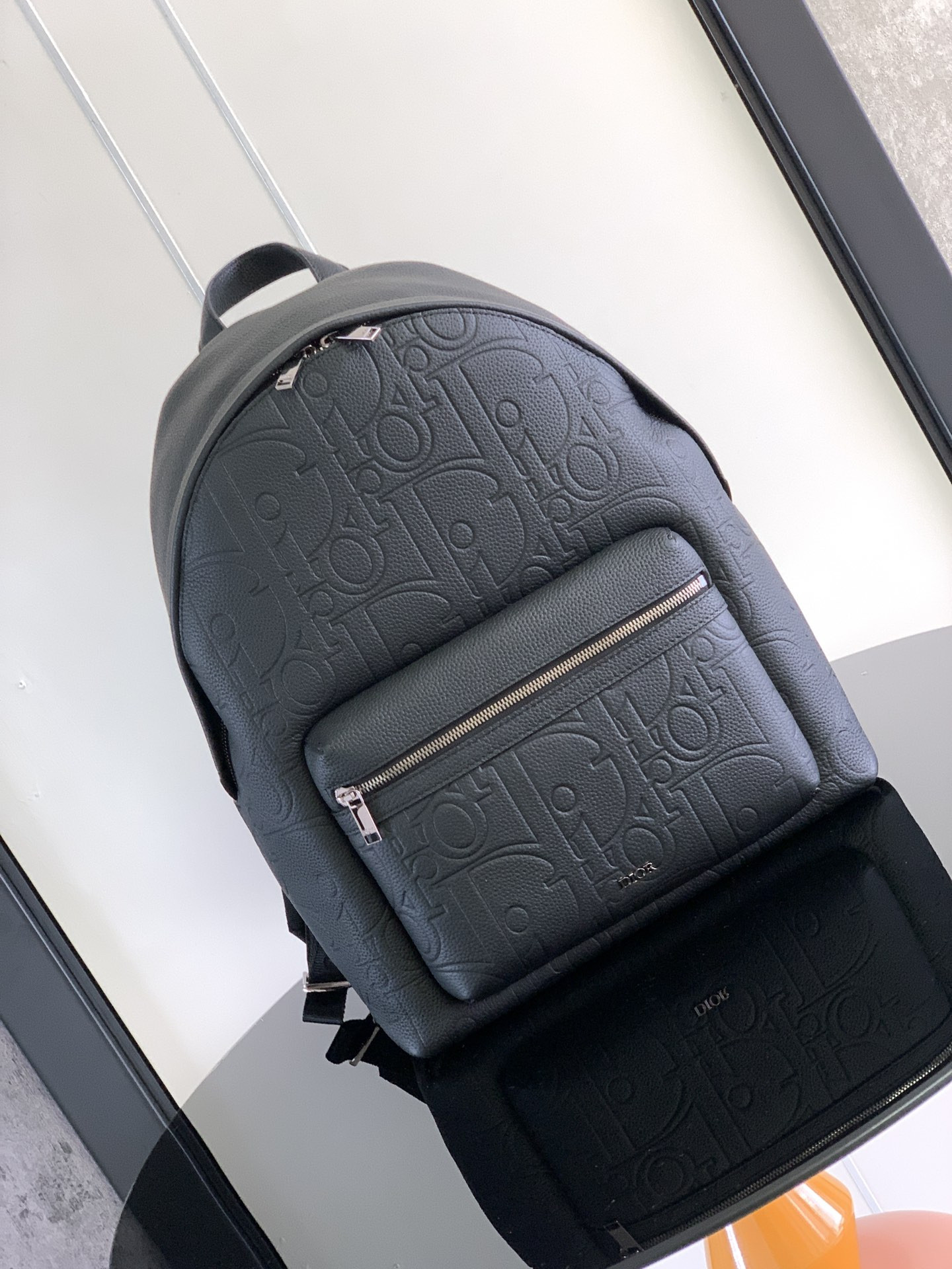 rider 2.0 backpack black D*or gravity leather and black grained calfskin 31 x 40 x 18 cm