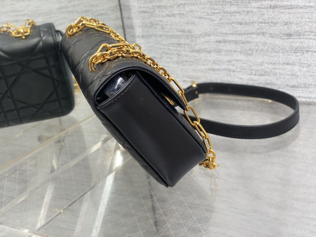D*or mini D*or ange bag black macrocannage calfskin 20 x 12 x 5 cm