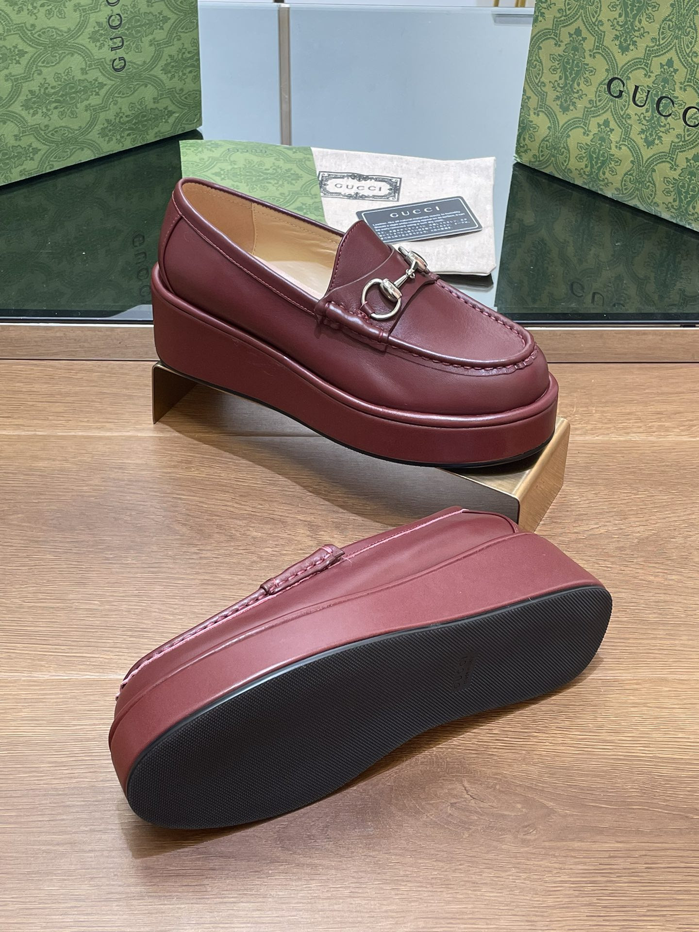 ua G*u*i horsebit wedge loafer