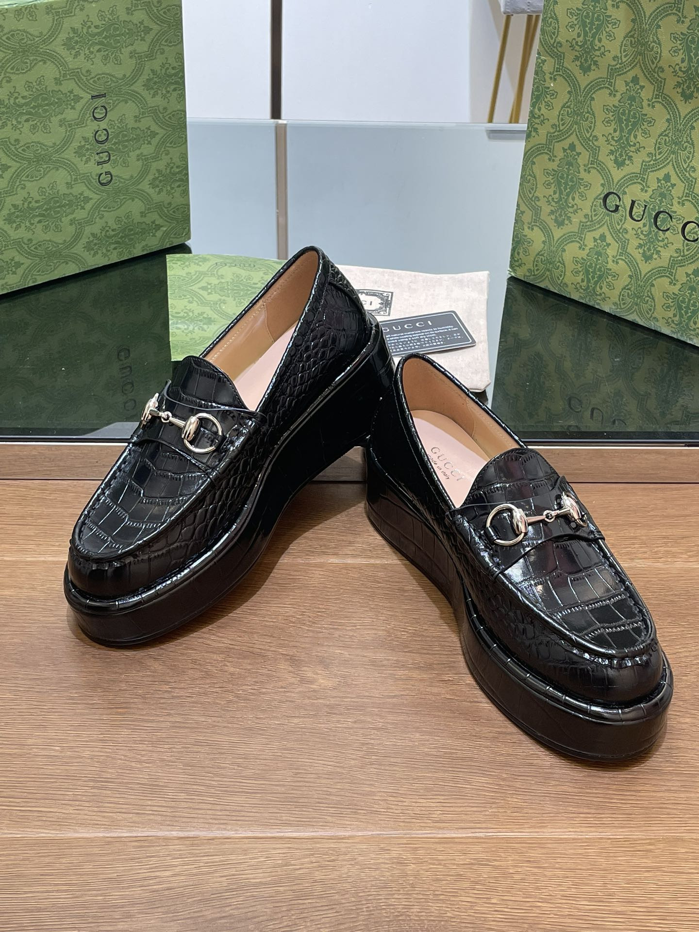 ua G*u*i horsebit wedge loafer