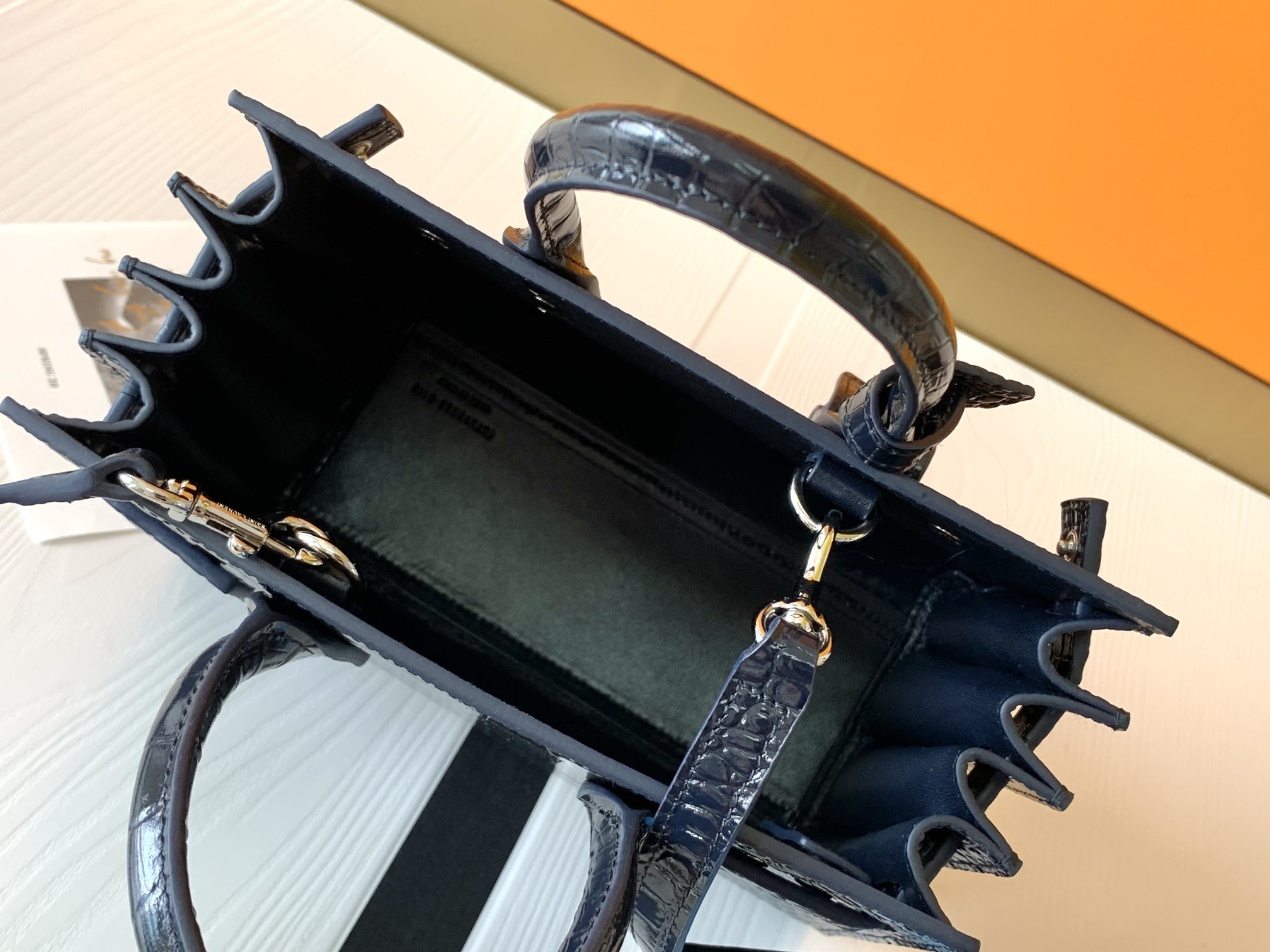 Y*L sac de jour in crocodile embossed leather - nano 22x18x10.5cm