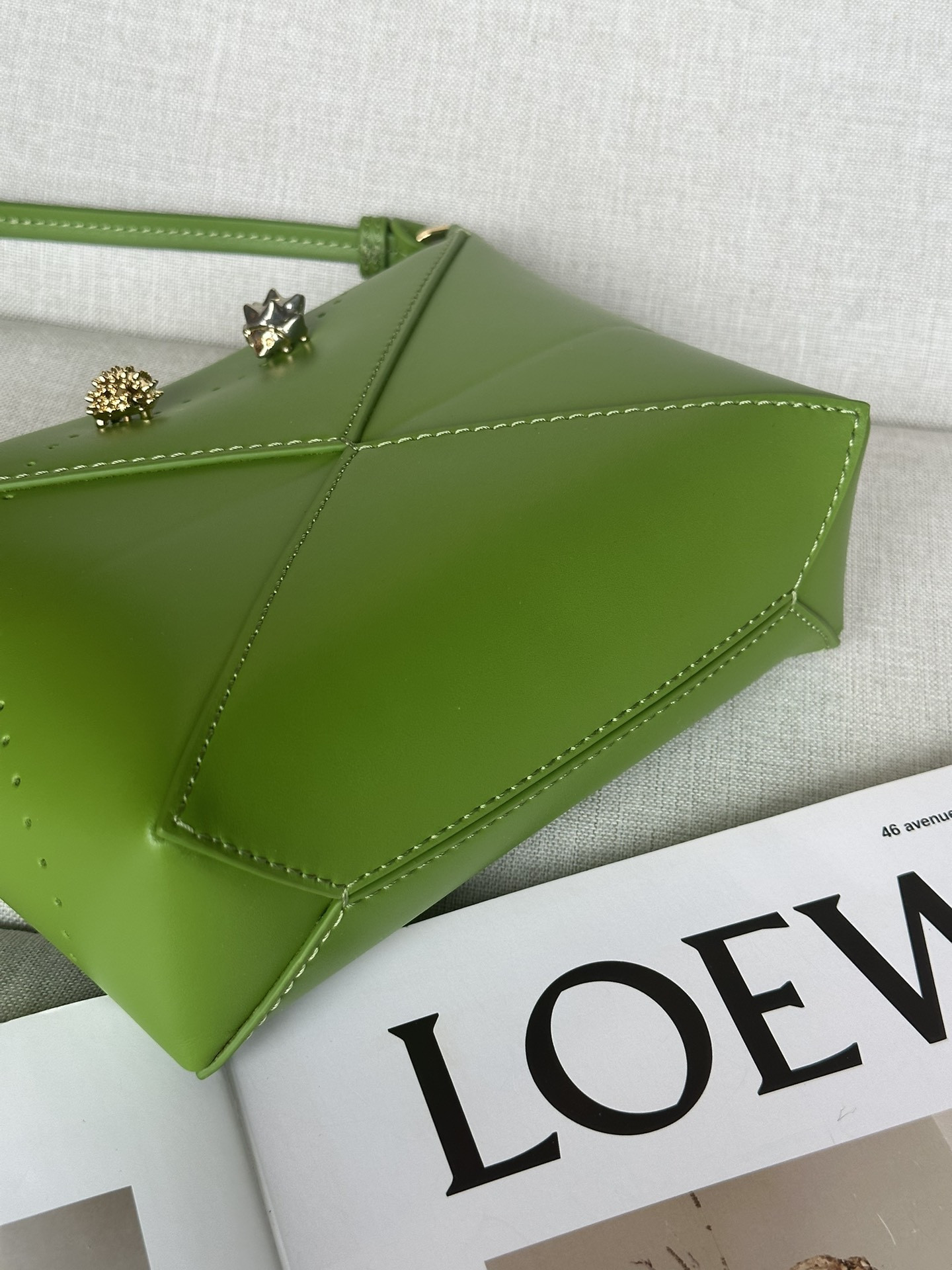 L0ew* puzzle fold pouch in shiny nappa calfskin 23x6.5x15.5cm