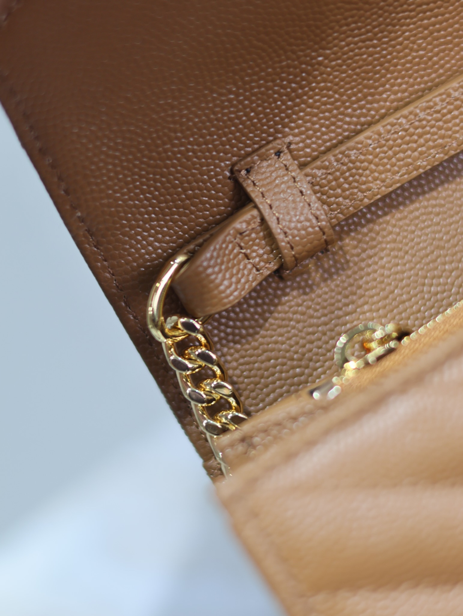 Y*L cassandra monogram classic chain wallet in grained poudre leather 22.5 x 14 x 4cm