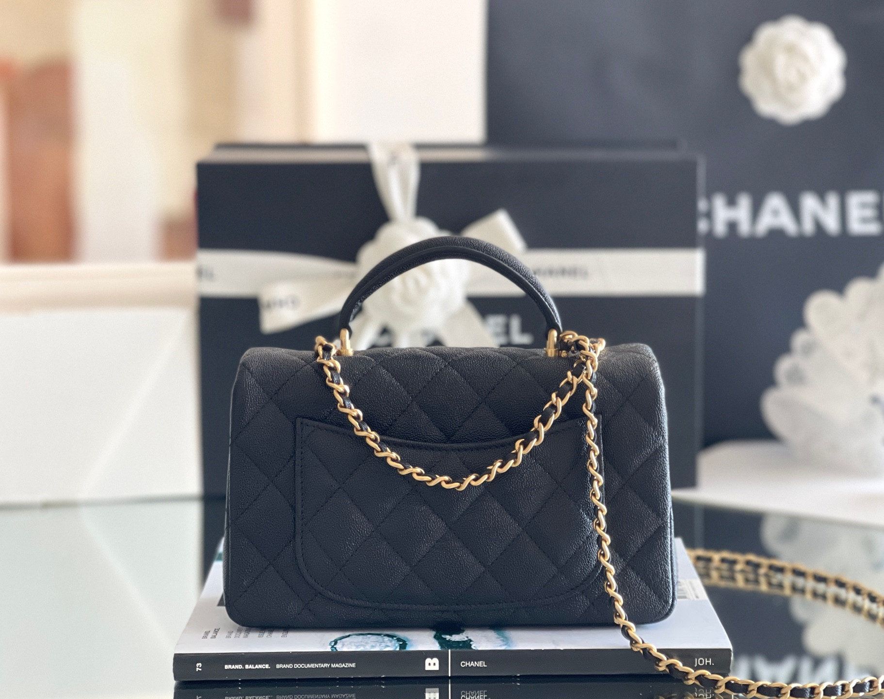 Ch*el mini classic handbag with top handle 13x20x9cm