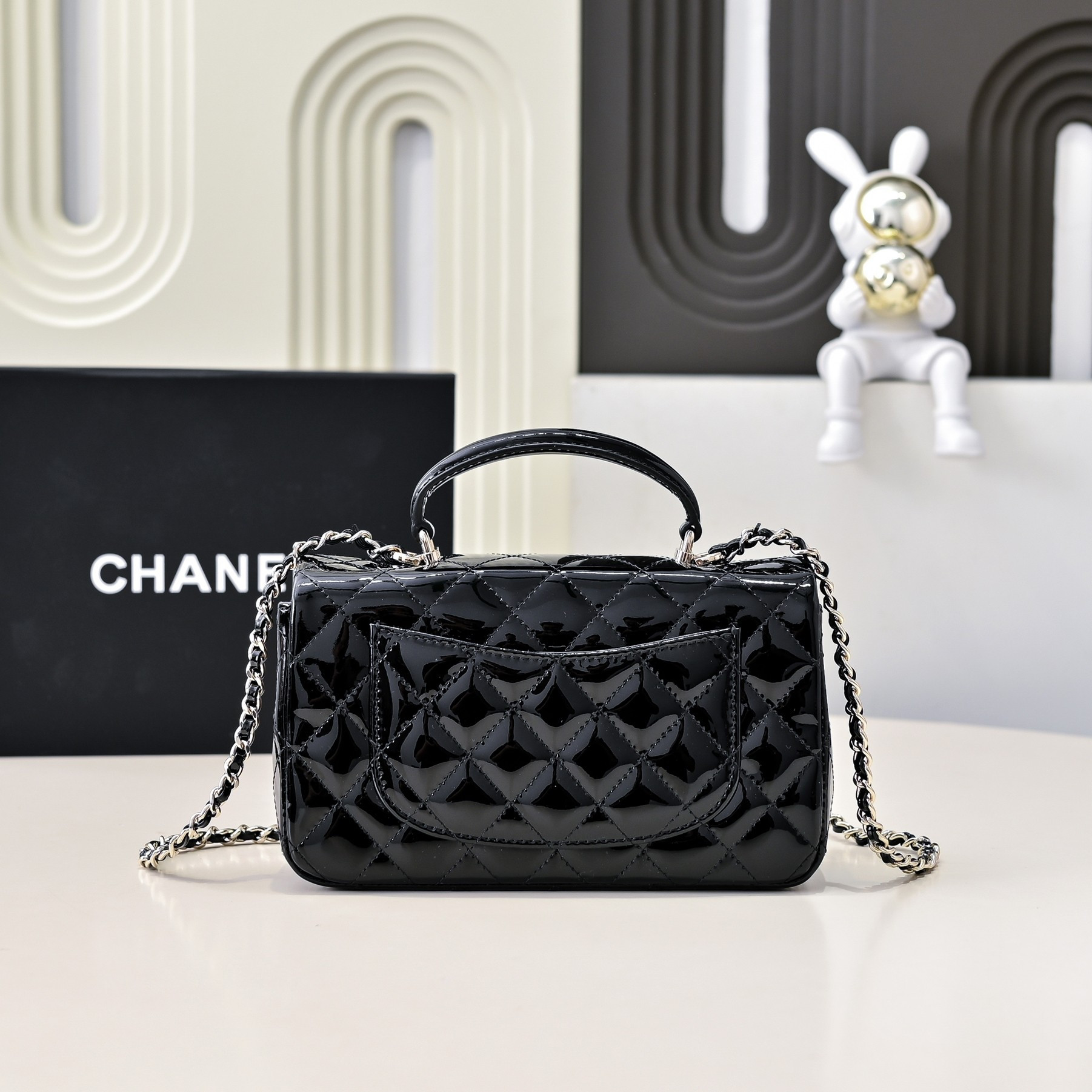 Ch*el mini classic handbag with top handle 20x12x6cm