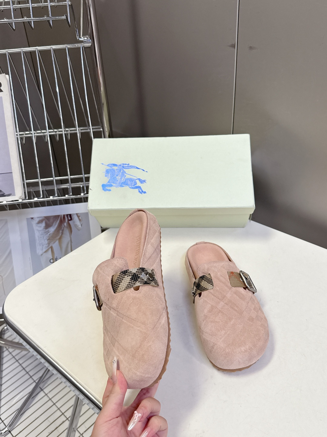 ua B**rry check suede urchin clogs