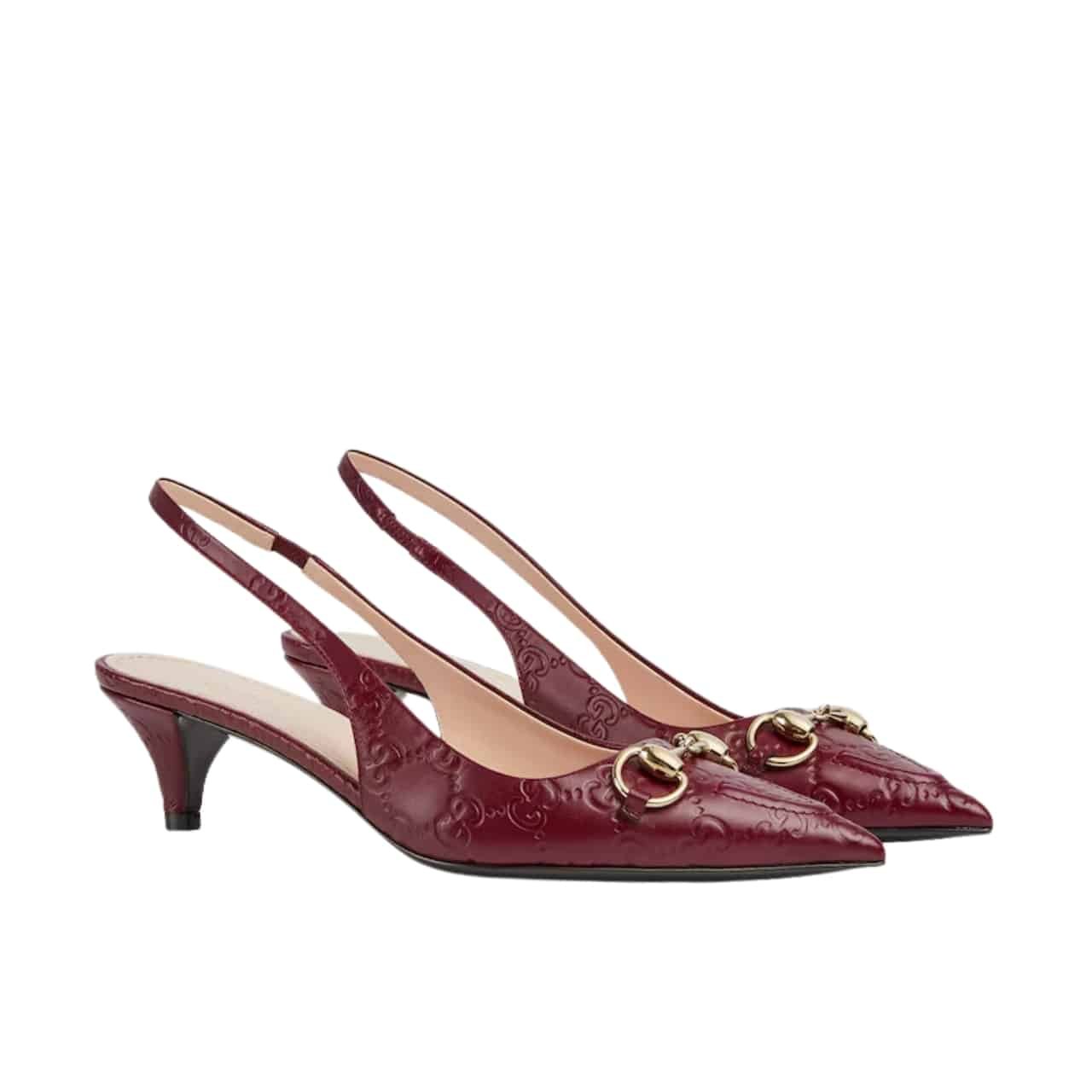 Gvc*1 Women’s Horsebit Slingback Pump Gg Leather Rosso Ancora Red 782407 Aaegj 6207