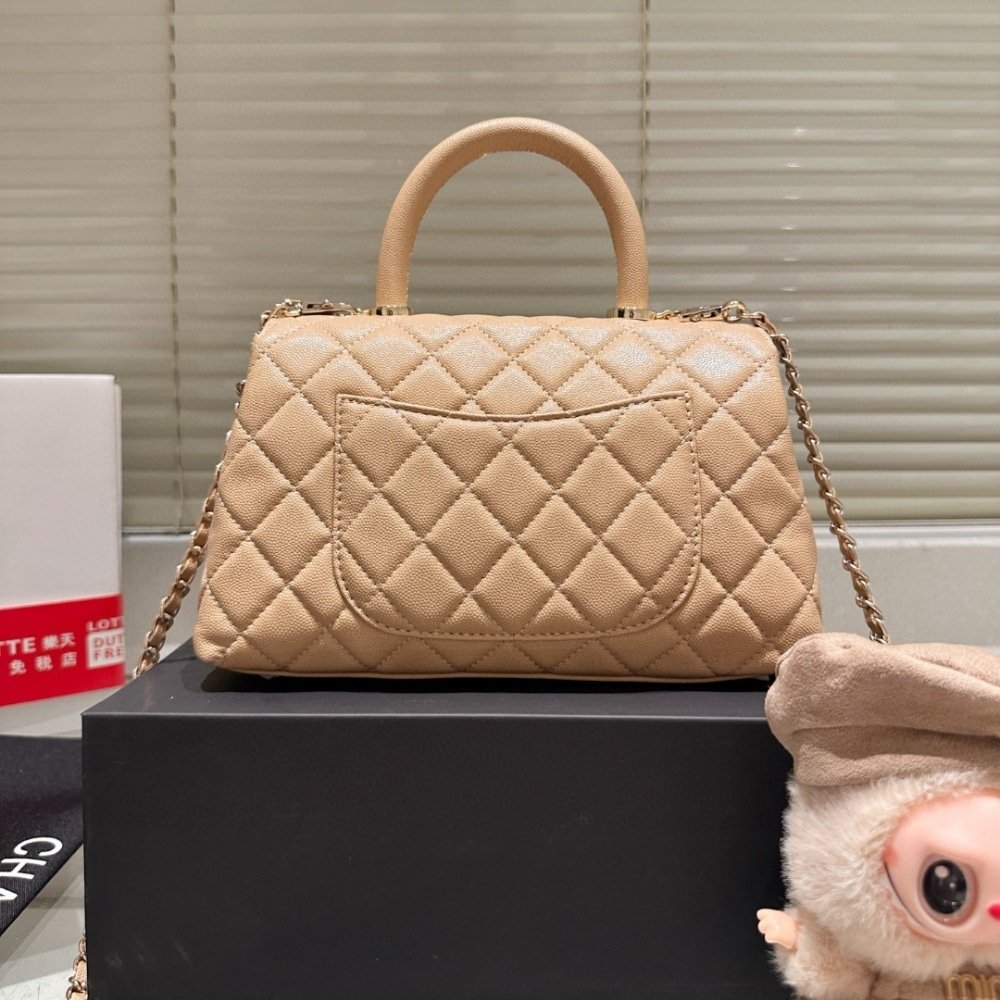 Ch**el Small Coco Handle Bag Dark Beige 23Cm A92990