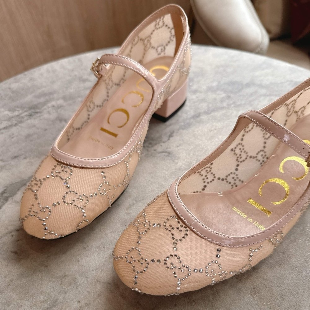 Gvc*1 Women Gg Crystal Ballet Flat Light Pink Mesh 836809 Faeq0 9941