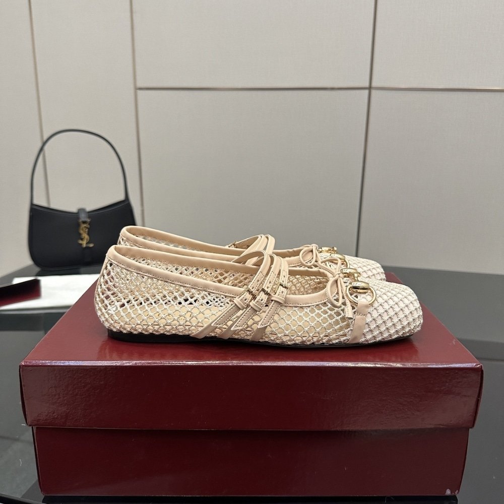 Gvc*1 Women Horsebit Ballet Flat Beige Mesh ‎835077 Faeqz 5741