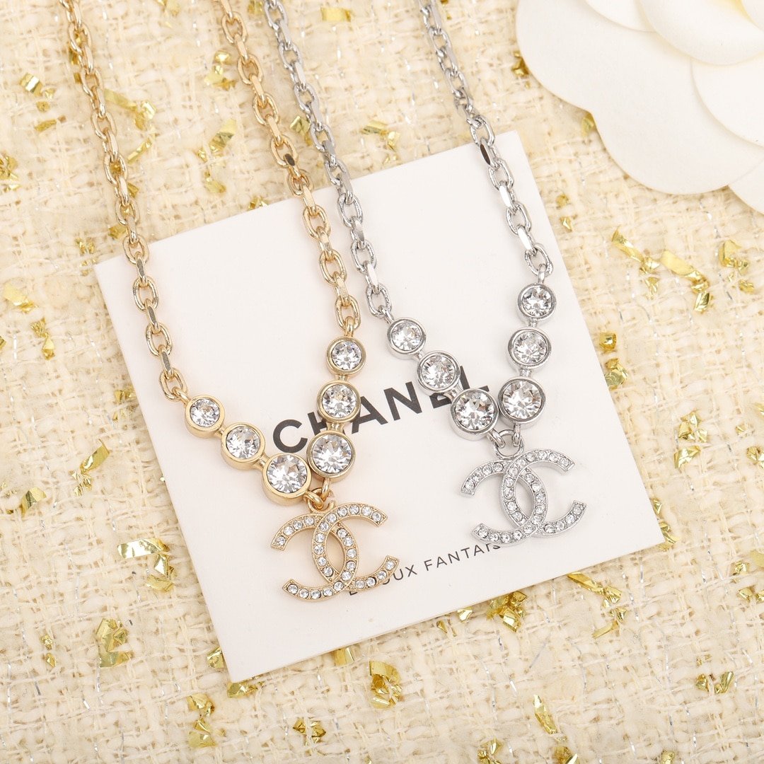 Ch**el Cc Silver Metal Necklace
