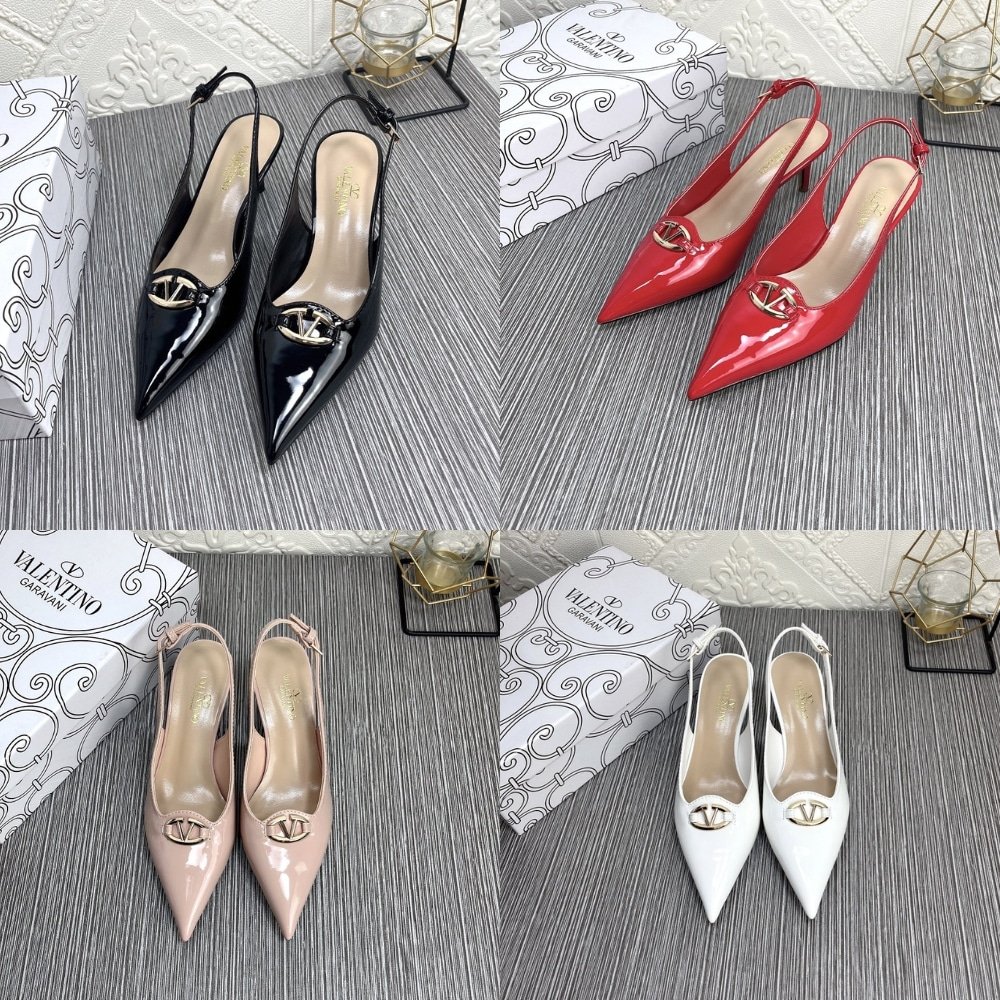 Va1e*ntin0 Vlogo The Bold Edition Slingback Pumps In Patent Leather 60Mm In Beige Rose