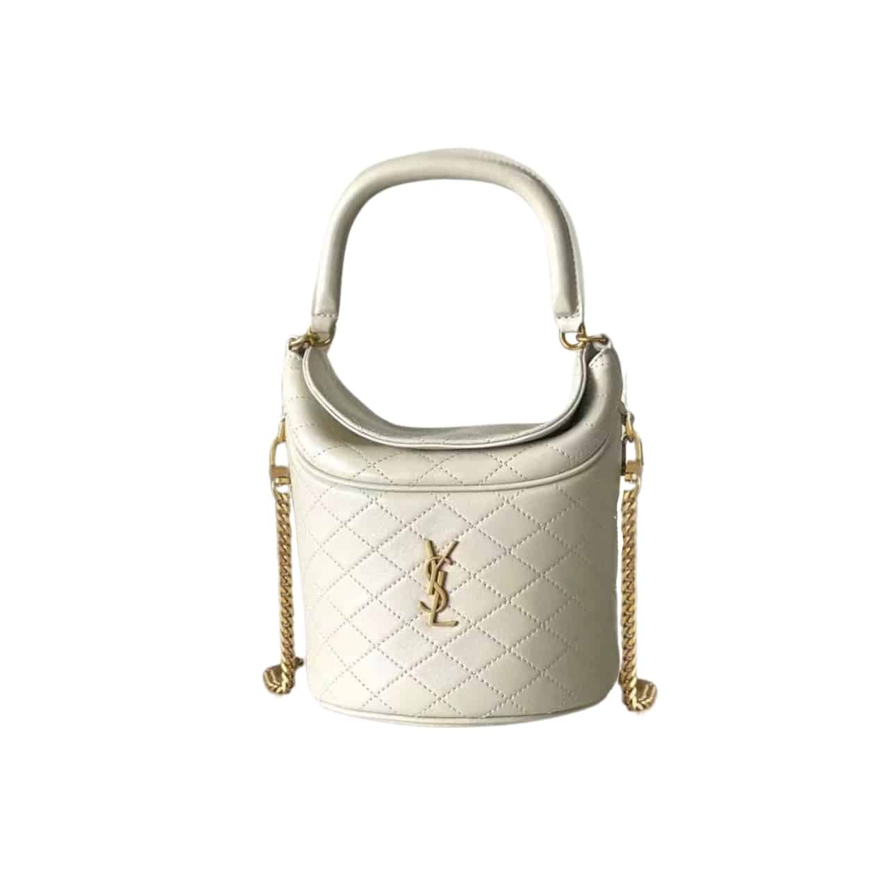 Sa1nt Lau*nt Gaby Bucket Bag White 17Cm