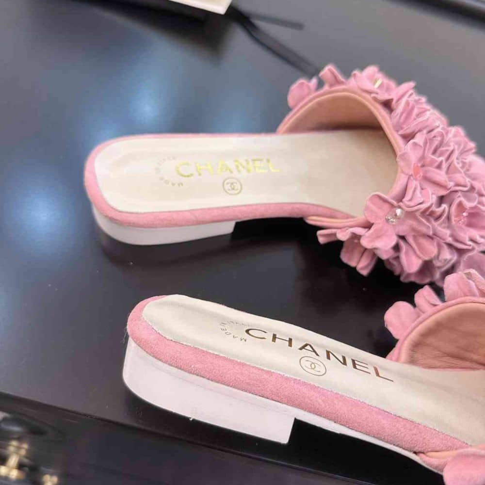 Ch**el Mules Suede Strass Pink G46231 B19043 Nacly