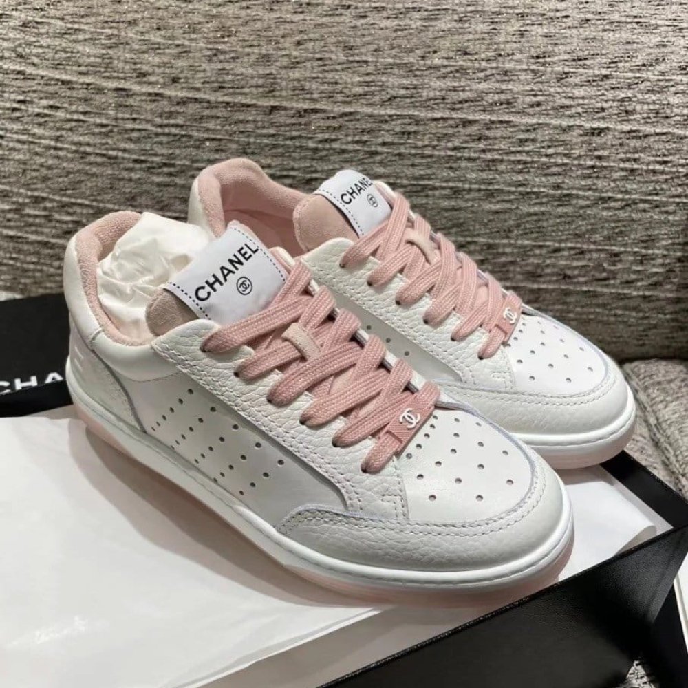 Ch**el Runner Trainer Sneakers White And Pink G35934