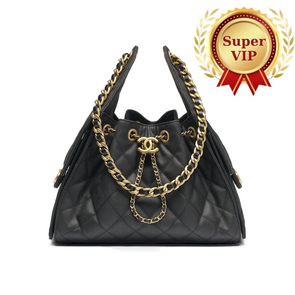 [S*per Vip 1:1] Ch**el 25 Small Handbag Grained And Gold Tone Metal Black 26Cm As5293 B20304 94305