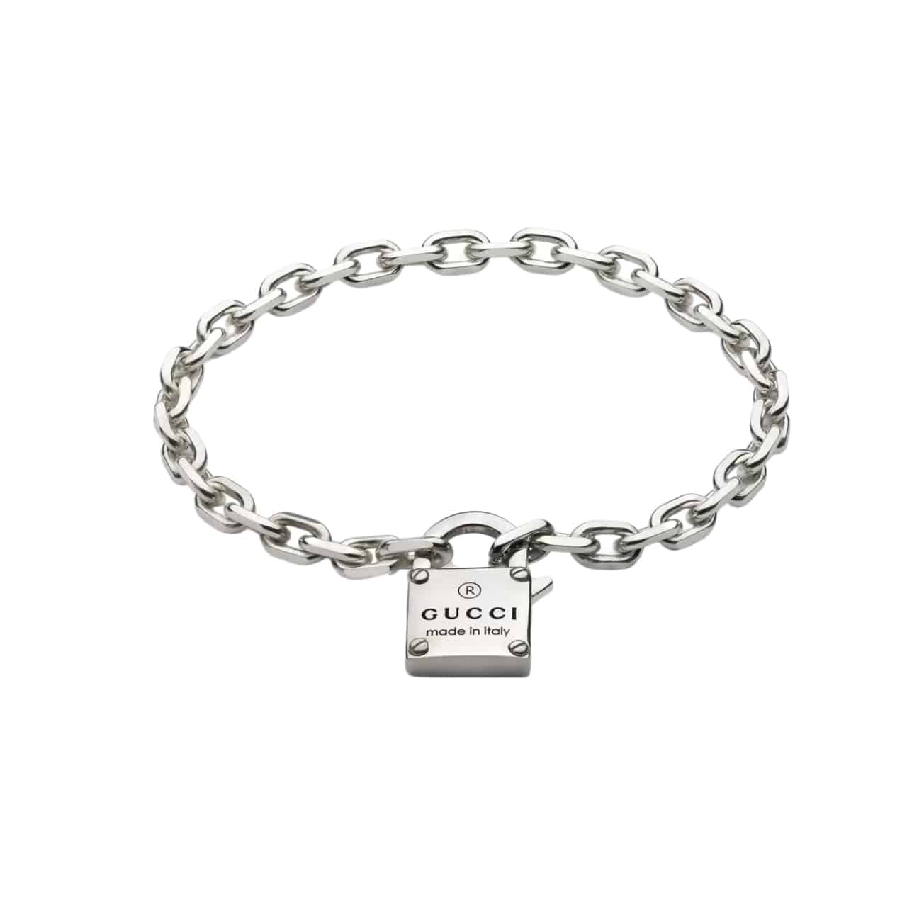 Gvc*1 Trademark Silver Chain Bracelet With Padlock