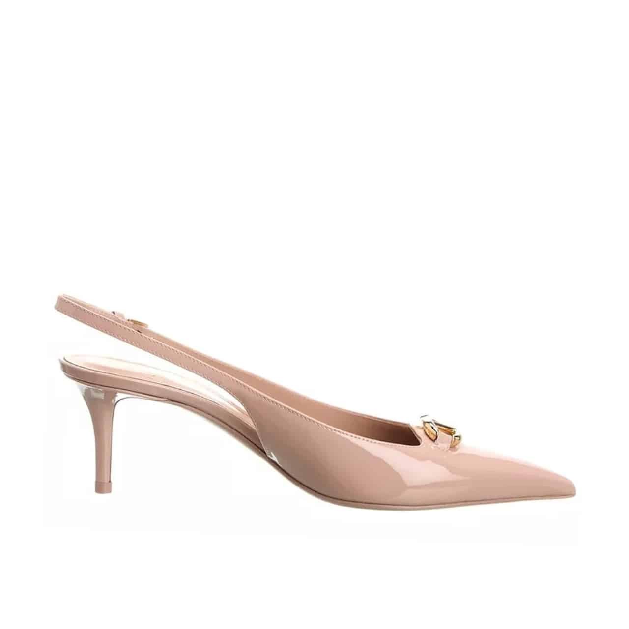 Va1e*ntin0 Vlogo The Bold Edition Slingback Pumps In Patent Leather 60Mm In Beige Rose
