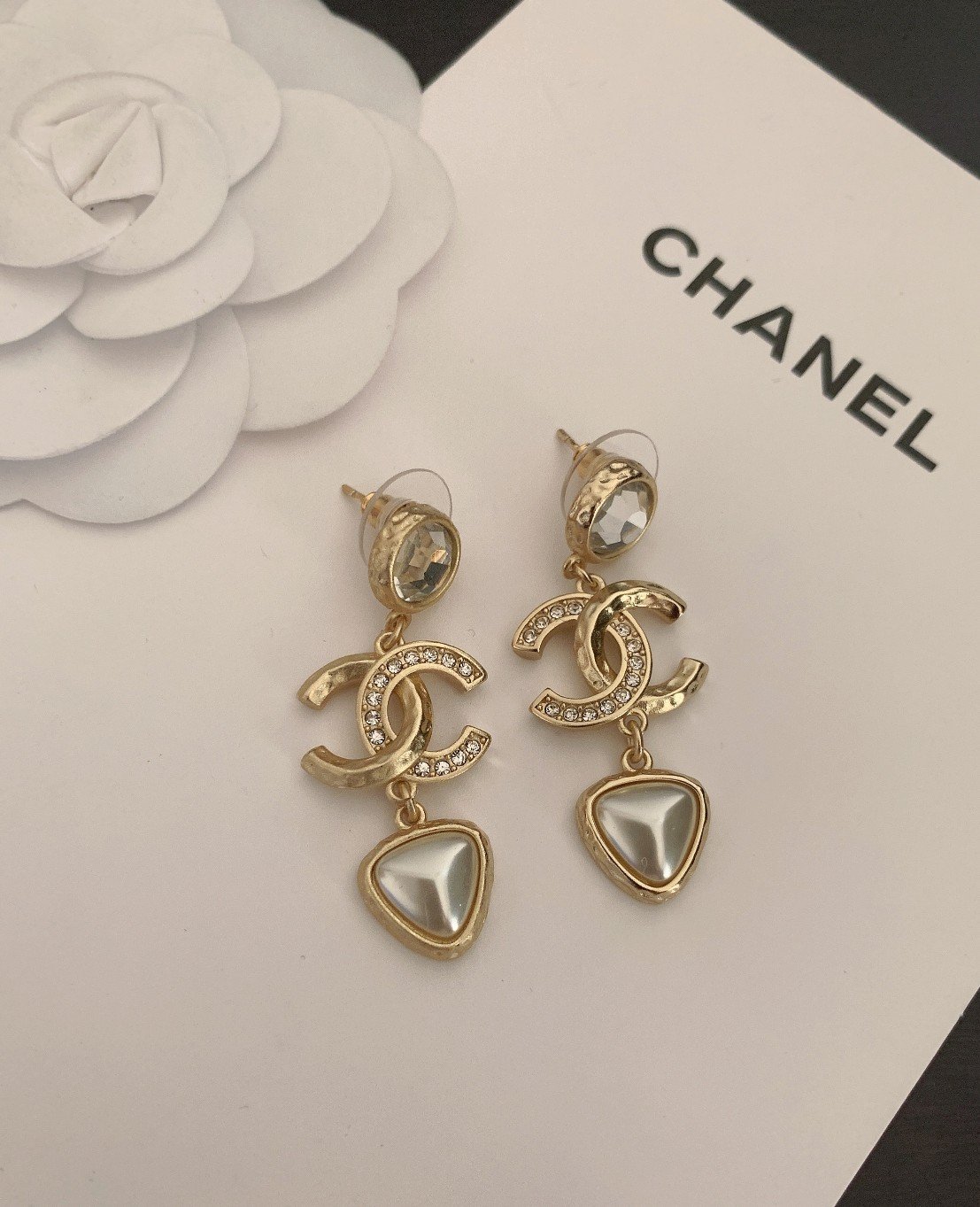 Ch**el Pearl Gold Earrings