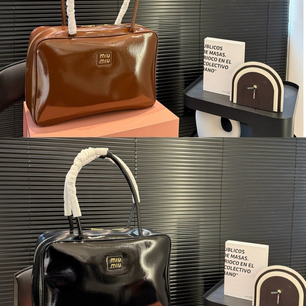 M1um1u Beau Naplak Patent Leather Bag Palisander 35Cm 5Bb117 Adnt F0Bw5 V Mln