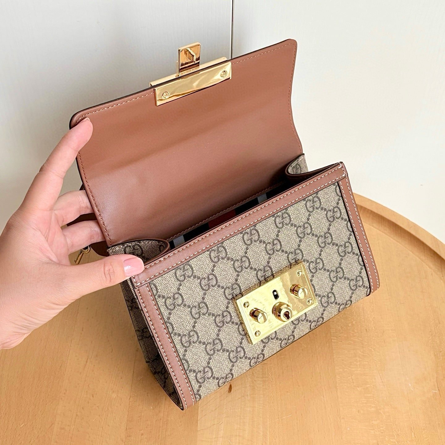 Gvc*1 Padlock Small Top Handle Bag Brown 20Cm 838999 Fad6L 9758