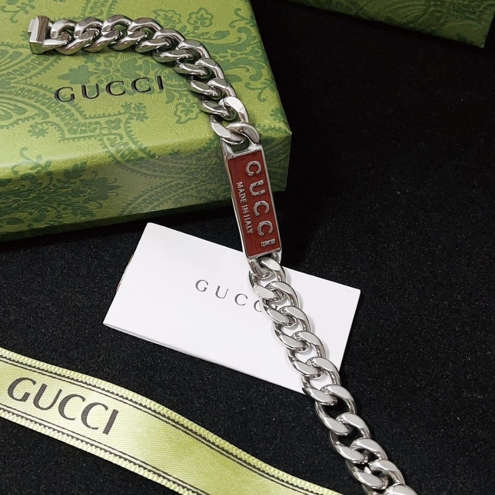 Gvc*1 Sterling Silver Logo Bracelet Red 814980 J8410 8166