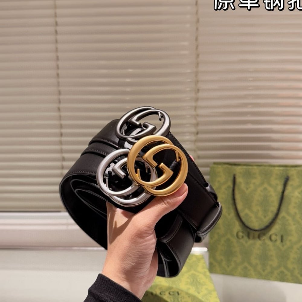 Gvc*1 Belt With Interlocking G Buckle Black Leather 774153 0Ya0V 1000