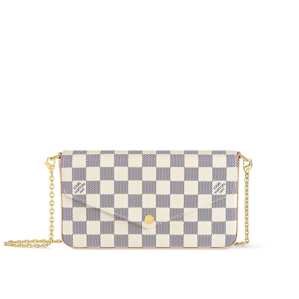 L0vis Vvtt0n Félicie Pochette Damier Azur Canvas Pink 21cm N63106