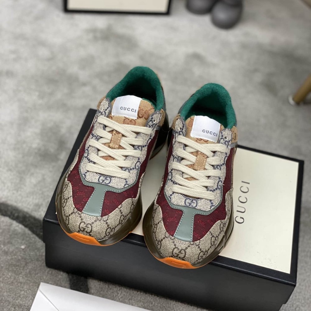Gvc*1 Women’S Gg Rhyton Sneaker ‎Beige Brick Red 619891 99Wg0 6060