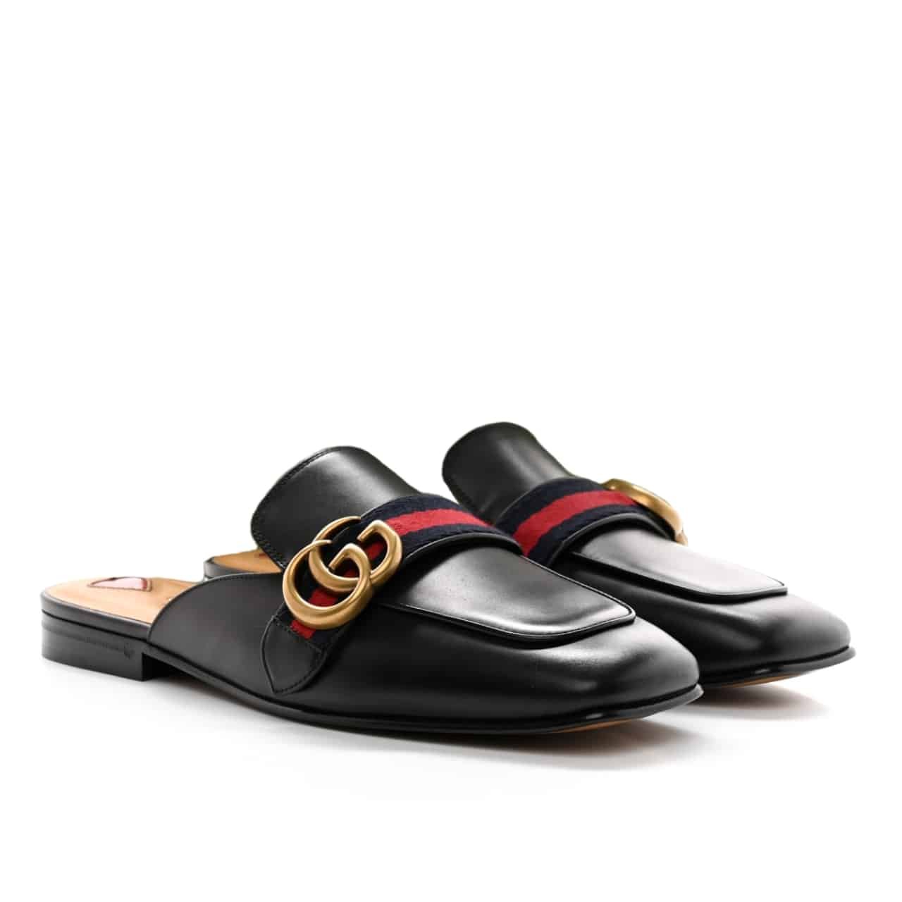 Gvc*1 Women’S Princetown Slipper Double G Black Leather 423694 Dkhc0 1061