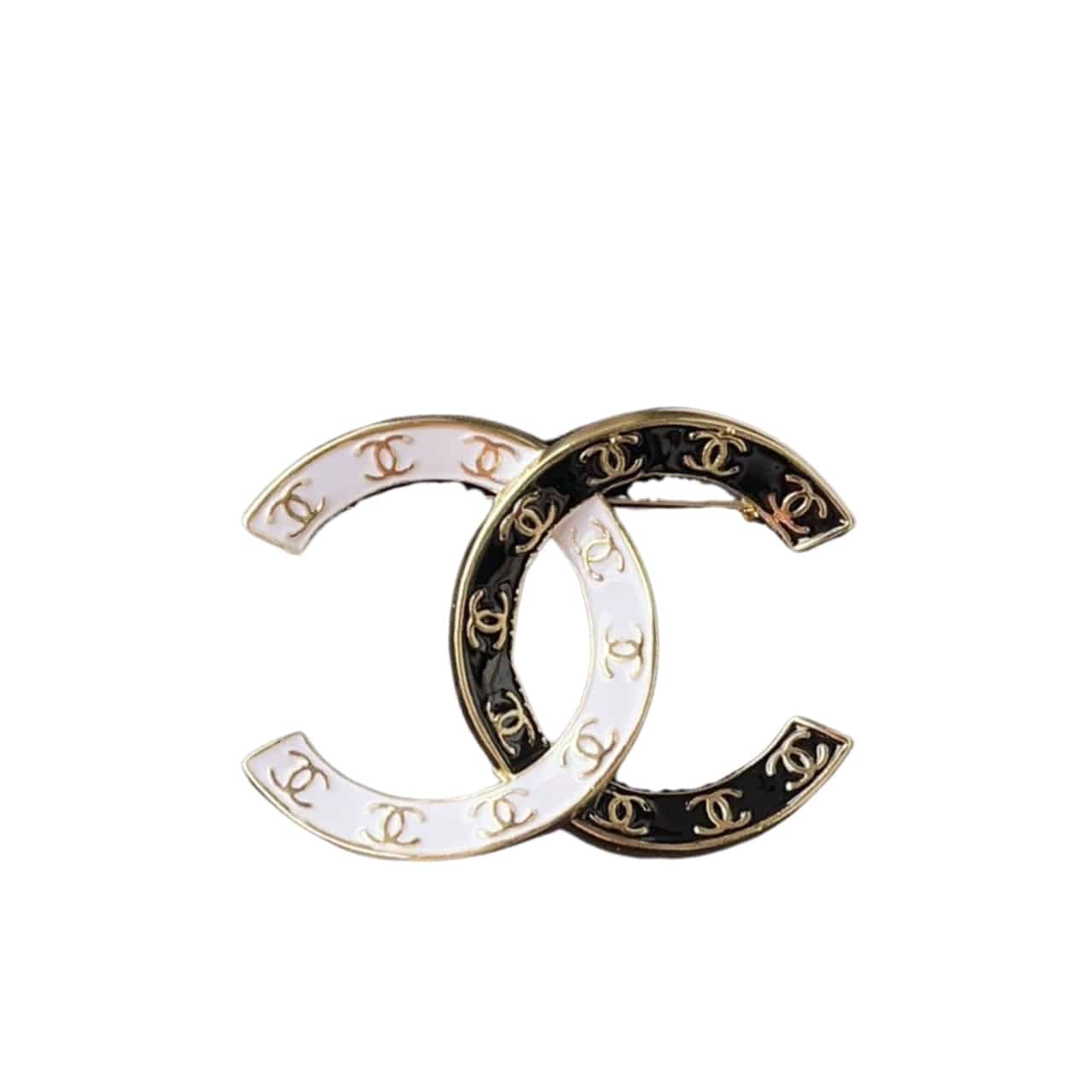 Ch**el Cc Brooch Black And White