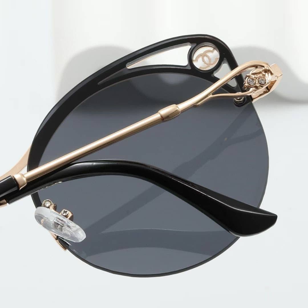 Ch**el Cutout Round Sunglasses Black