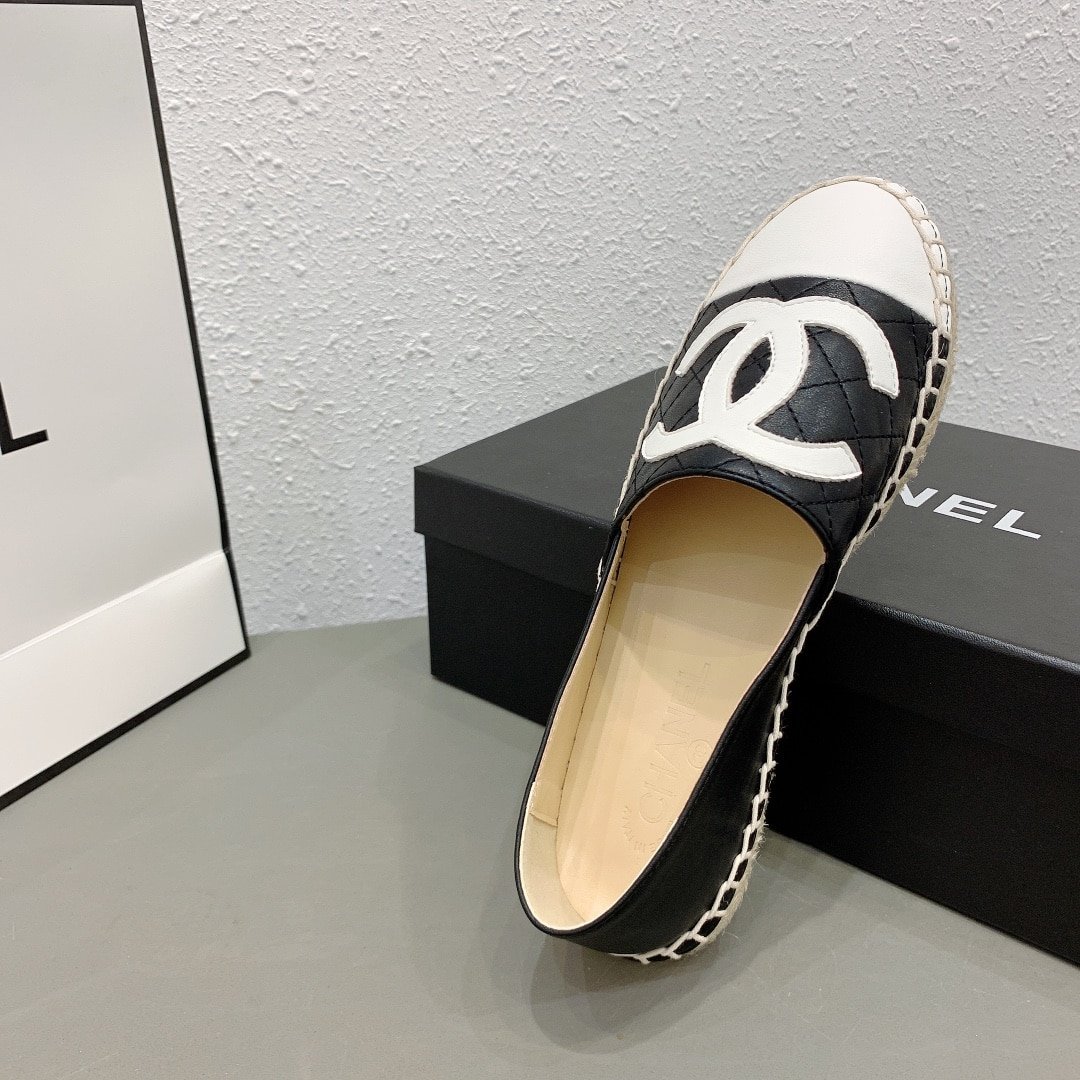 Ch**el Cc Espadrilles Slip On White Black