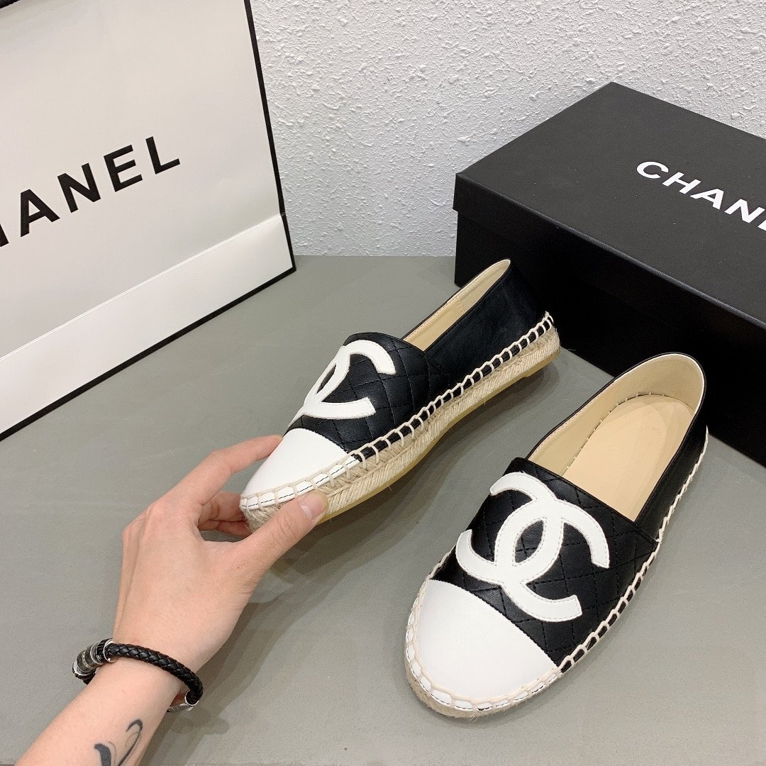 Ch**el Cc Espadrilles Slip On White Black