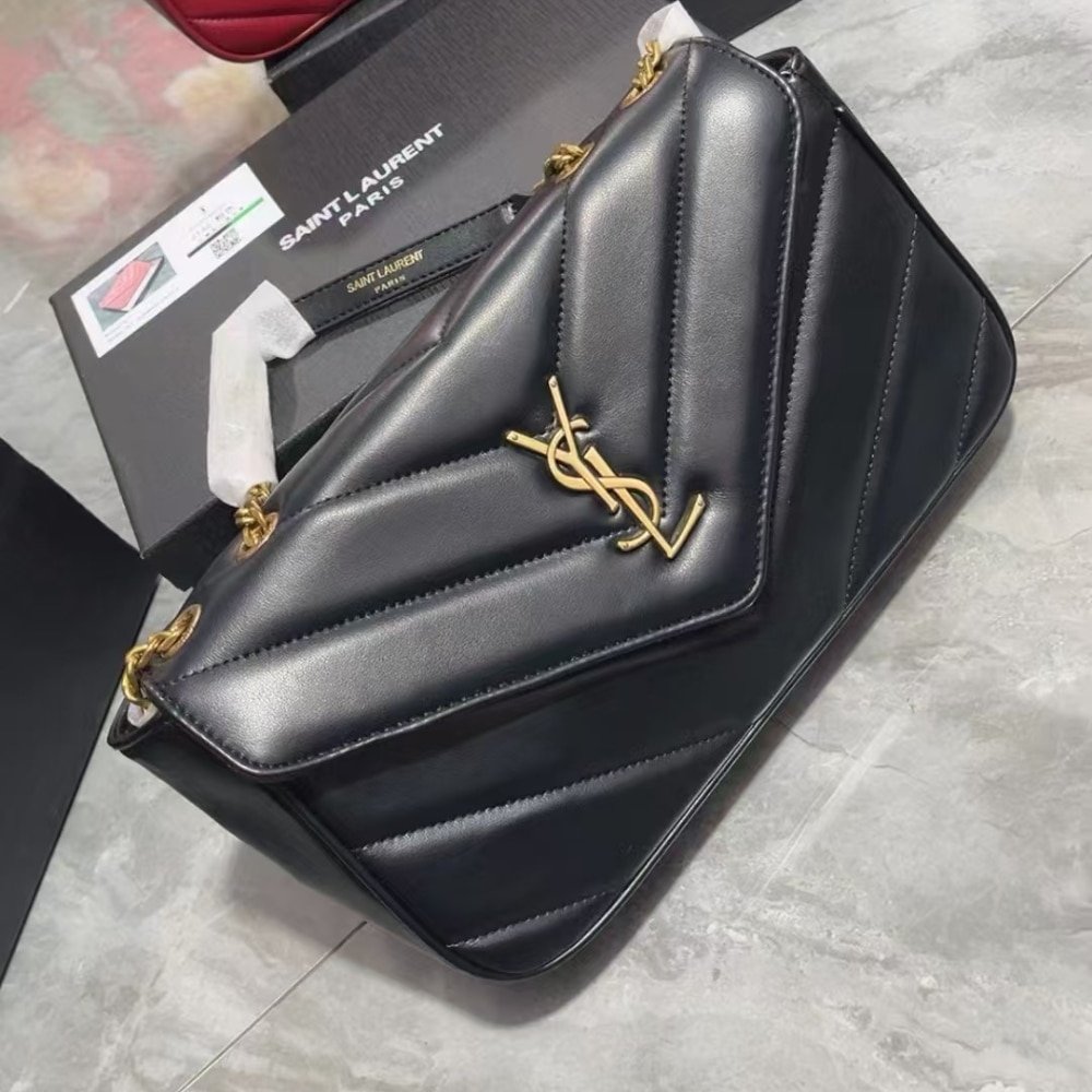 Sa1nt Lau*nt Loulou Medium In Matelassé Black 29Cm 801439Aaeax1000