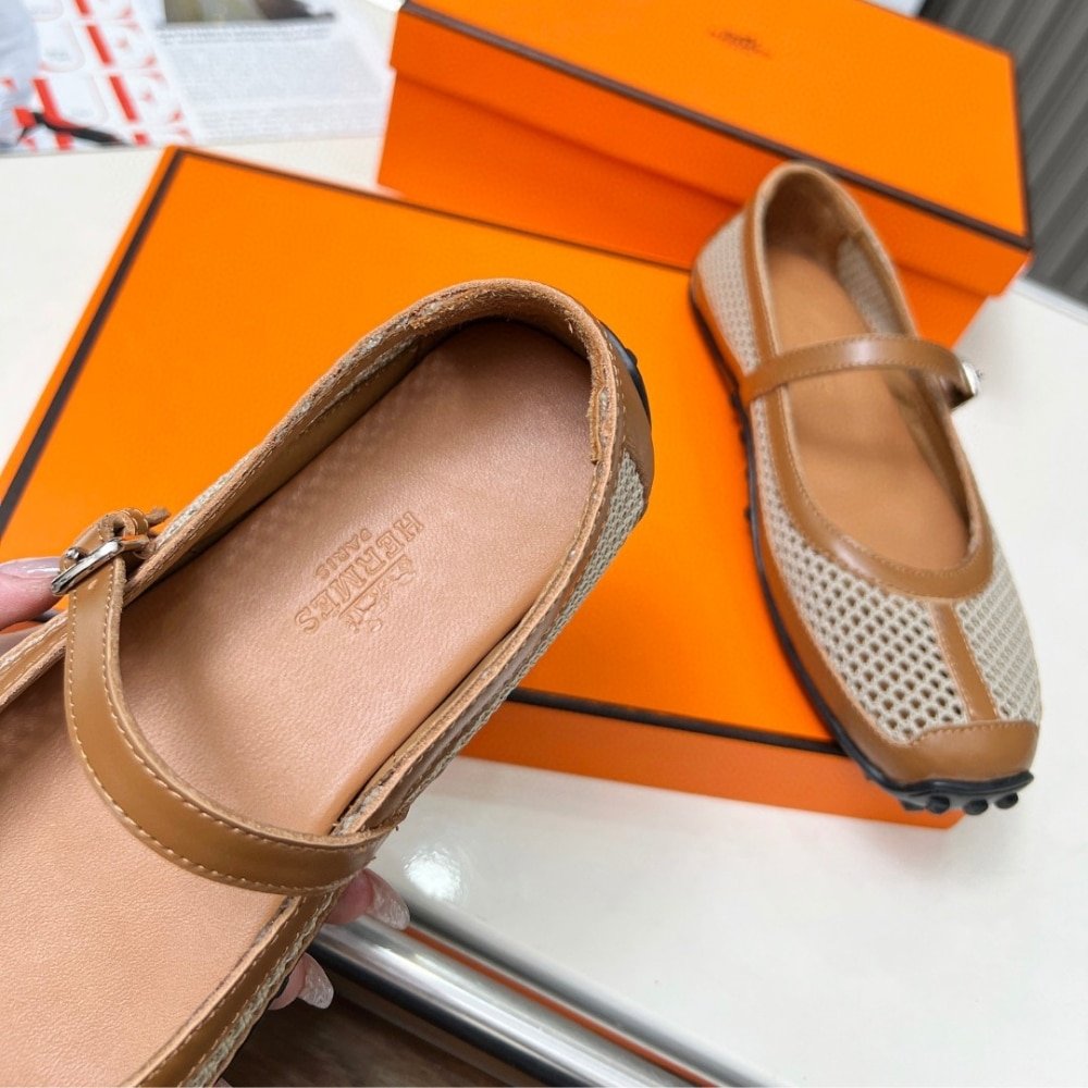 H**me5 Kichu Ballet Flats Beige Lin H251170Z 7K380