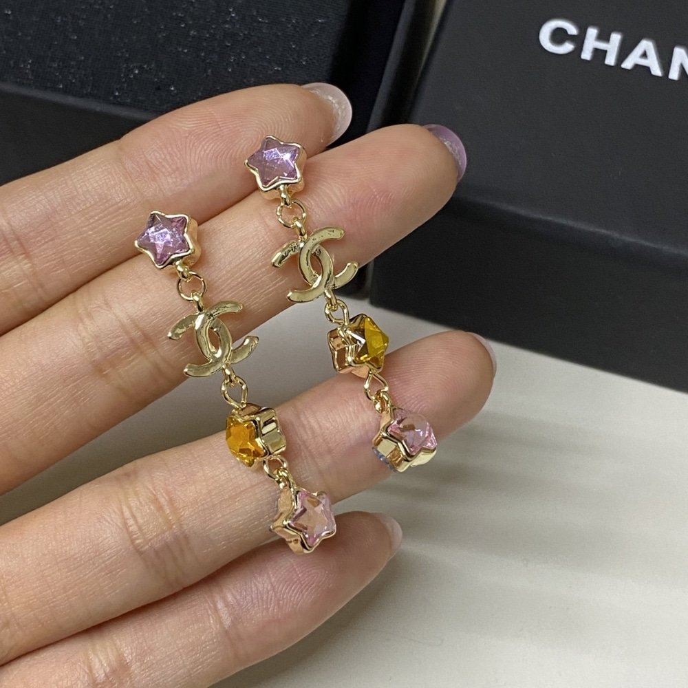 Ch**el Pendant Earrings Metal And Diamantés In Multicolor Abf182 B19937 Nafqc