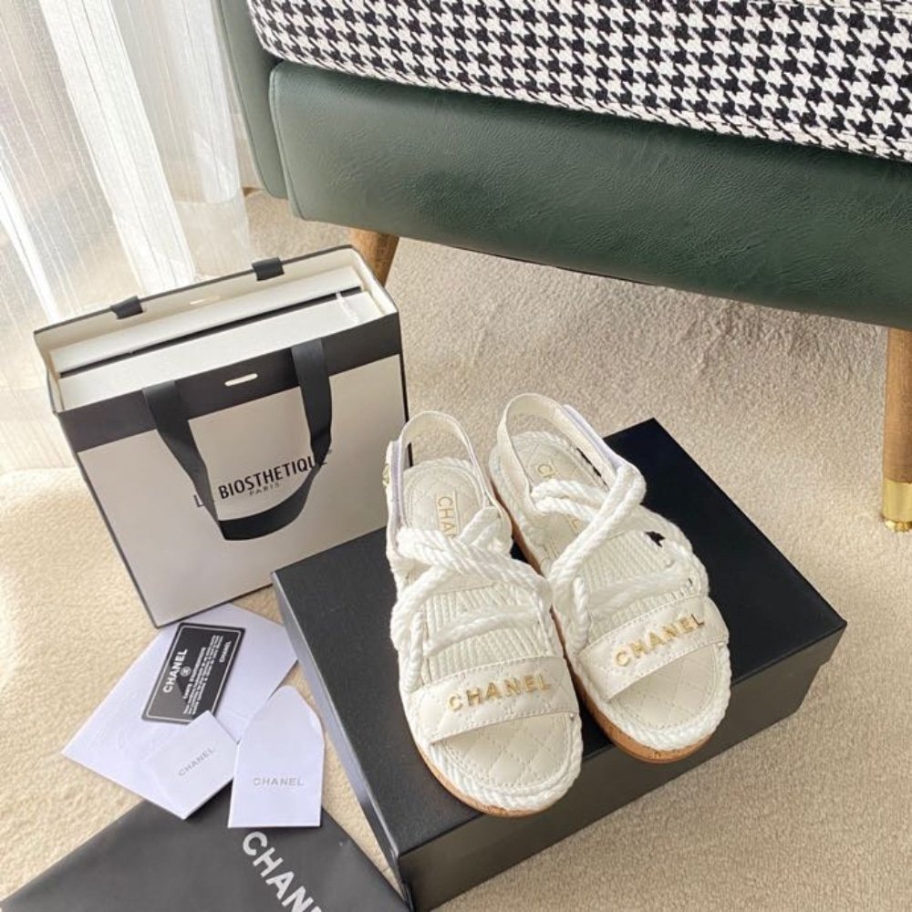 Ch**el Rope Sandals Strap White