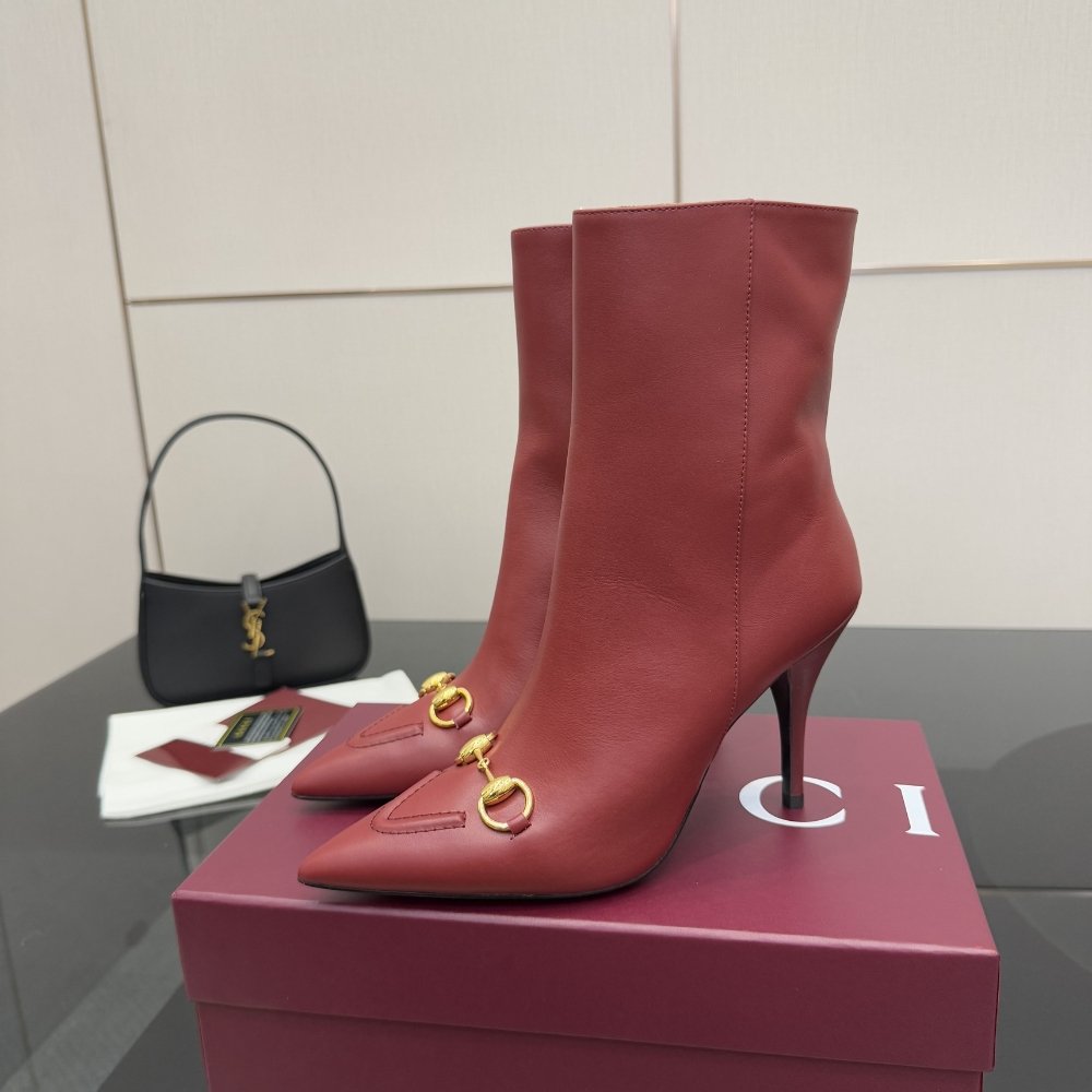 Gvc*1 Women Ankle Boot With Horsebit Rosso Ancora Red 835741 Bko00 6207